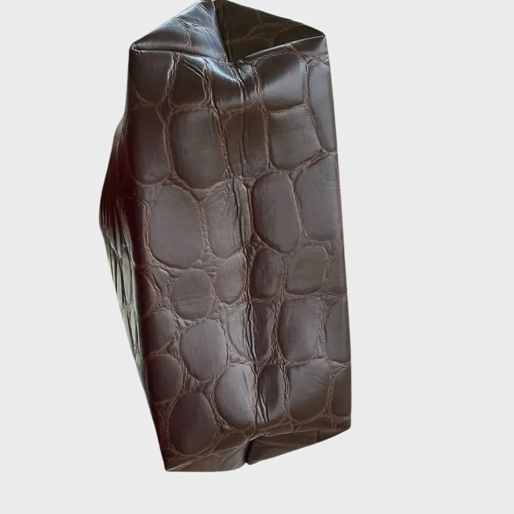 Estée Lauder Brown Croc Embossed Cosmetic Bag Makeup Travel Pouch